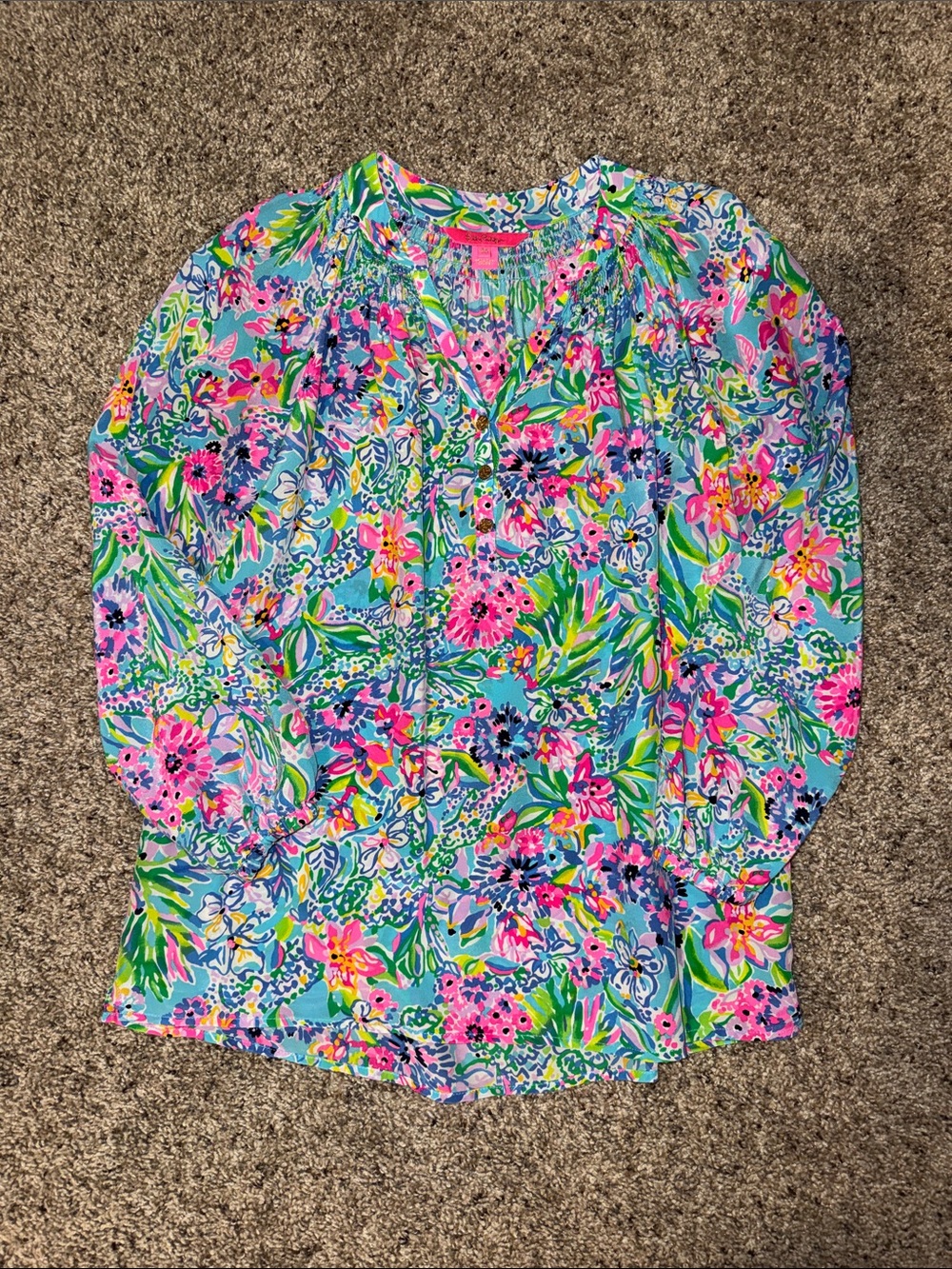 Lilly Pulitzer Floral Print Long Sleeve Elsa Blouse